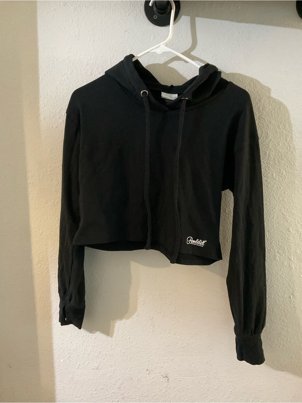Bombshell Sportswear Black Cropped Drawstring Hoodie